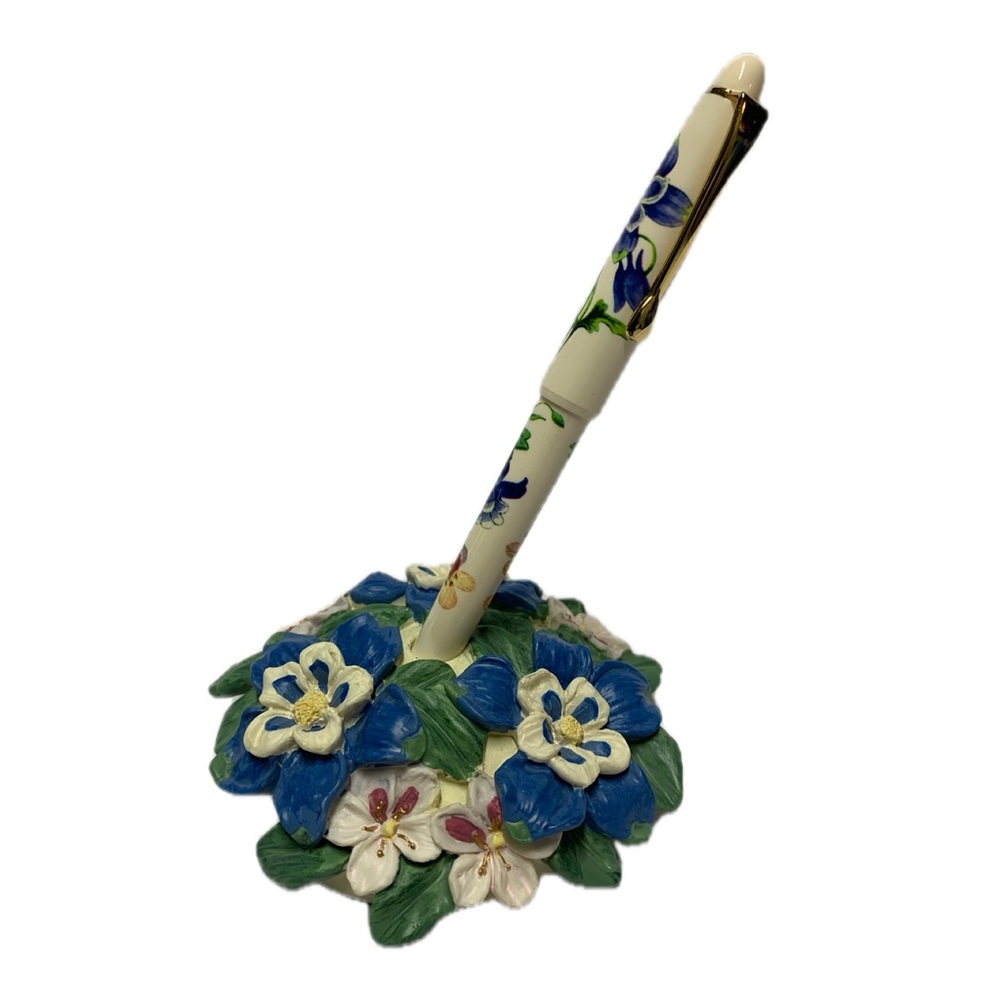 Vintage Avon 1998 Victorian Elegance Floral Pen & Holder Set • Desk Decor • Gift